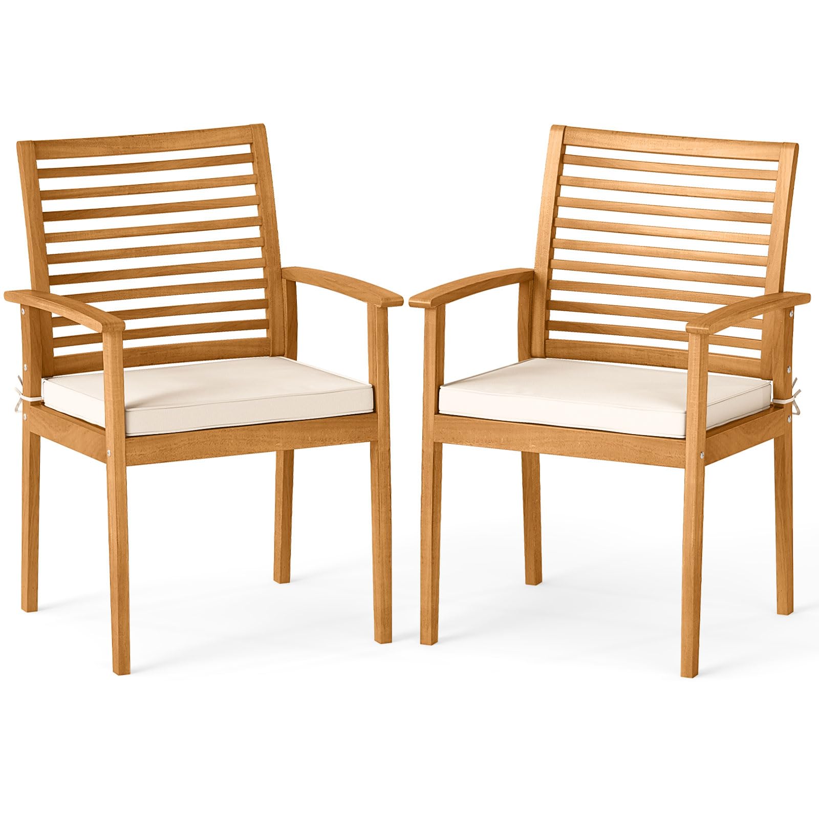 Tangkula Patio Dining Chairs Set w/Removable Padded Cushion